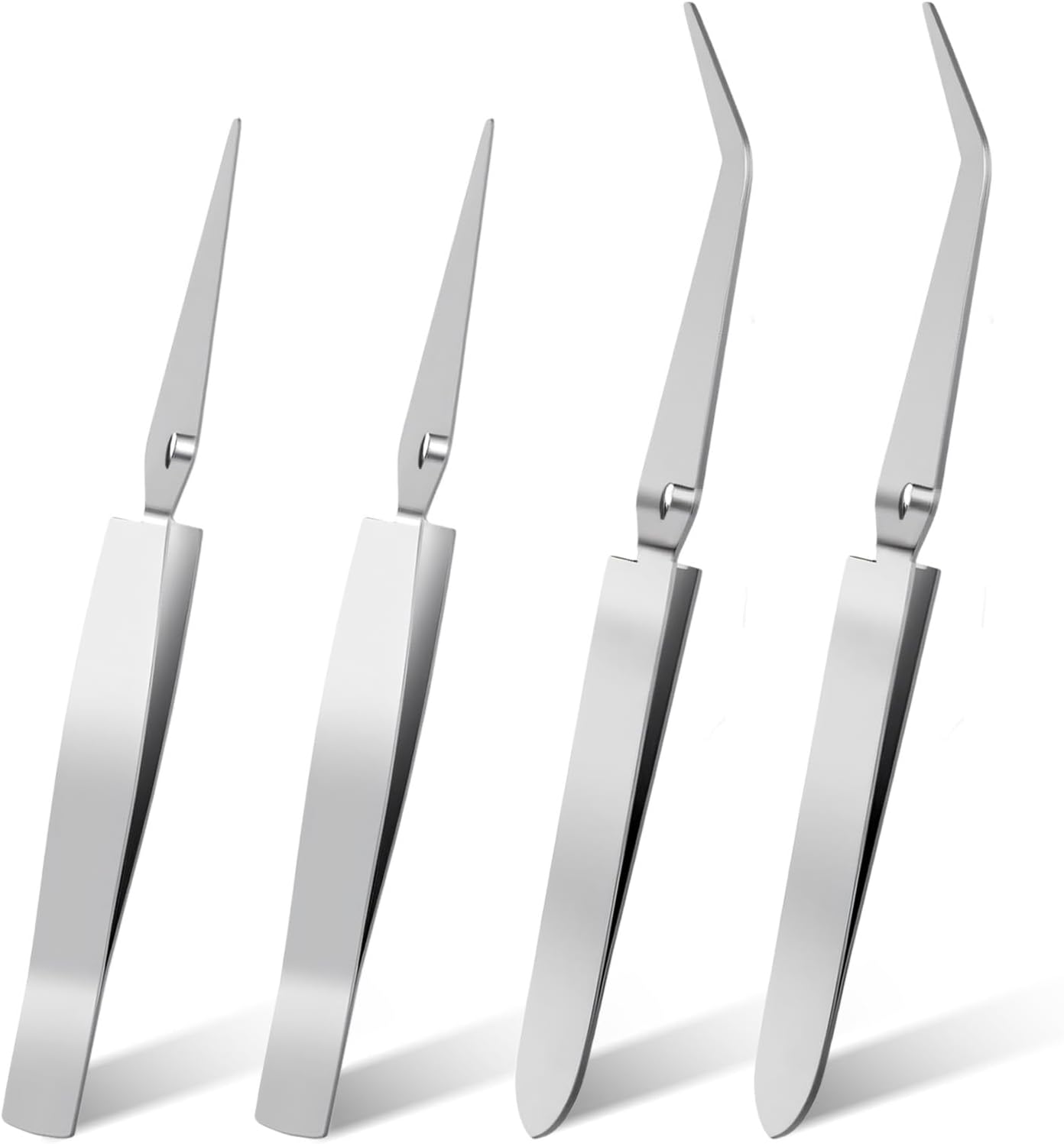 4 Pcs Reverse Tweezers Cross Locking Tweezers for Crafting Reverse Action Tweezer Tippedlocking Tweezer With Curved And Straight Tips Stainless Steel Flat Tip for Crafts Jewelry Beads