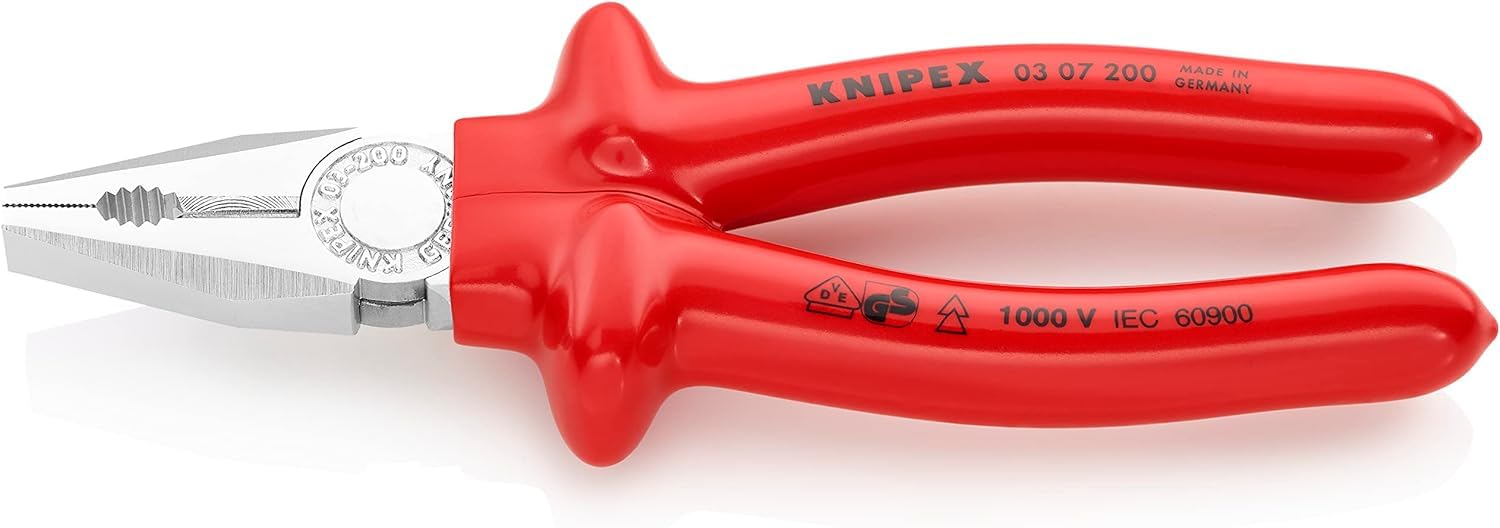 KNIPEX Kombizange verchromt tauchisoliert, VDE-geprüft 200 mm, 03 07 200
