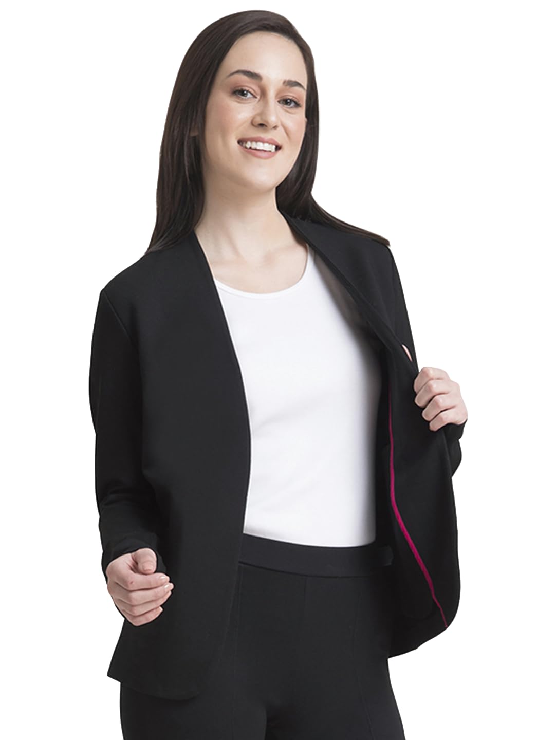 Women's Solid Viscose Rayon 4 Way Stretch Livin Jacket (Black,M) (KNJK101BLAC-M)