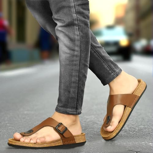 Image of Leatherful Men's premium leather slipper | Genuine Leather upper | Suede Leather Insole | PU sole | Stylish flip flop for men |