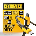DEWALT Heavy Duty 100W USB C Cable, Jobsite 100 Watt USB C Cable, High Speed Type-C to Type-C, Fast Charge PD USBC Fast Charging Cord for iPhone 17/16/15 Plus Pro Max MacBook iPad Samsung Galaxy, 1.2m