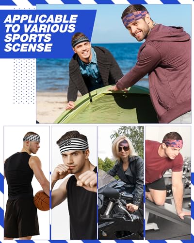 Image of Lyrow 12 Pcs Headbands for Men Running Headband Mens Sweat Bands Headbands for Tennis Athletic Cycling Basketball Yoga Workout Outdoor Sports Gym Jogging Exercise