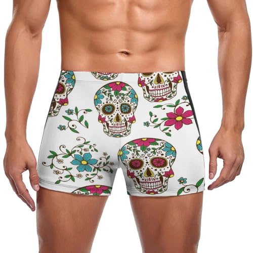 Slip de bain crâne fleuri pour homme parfait pour la natation