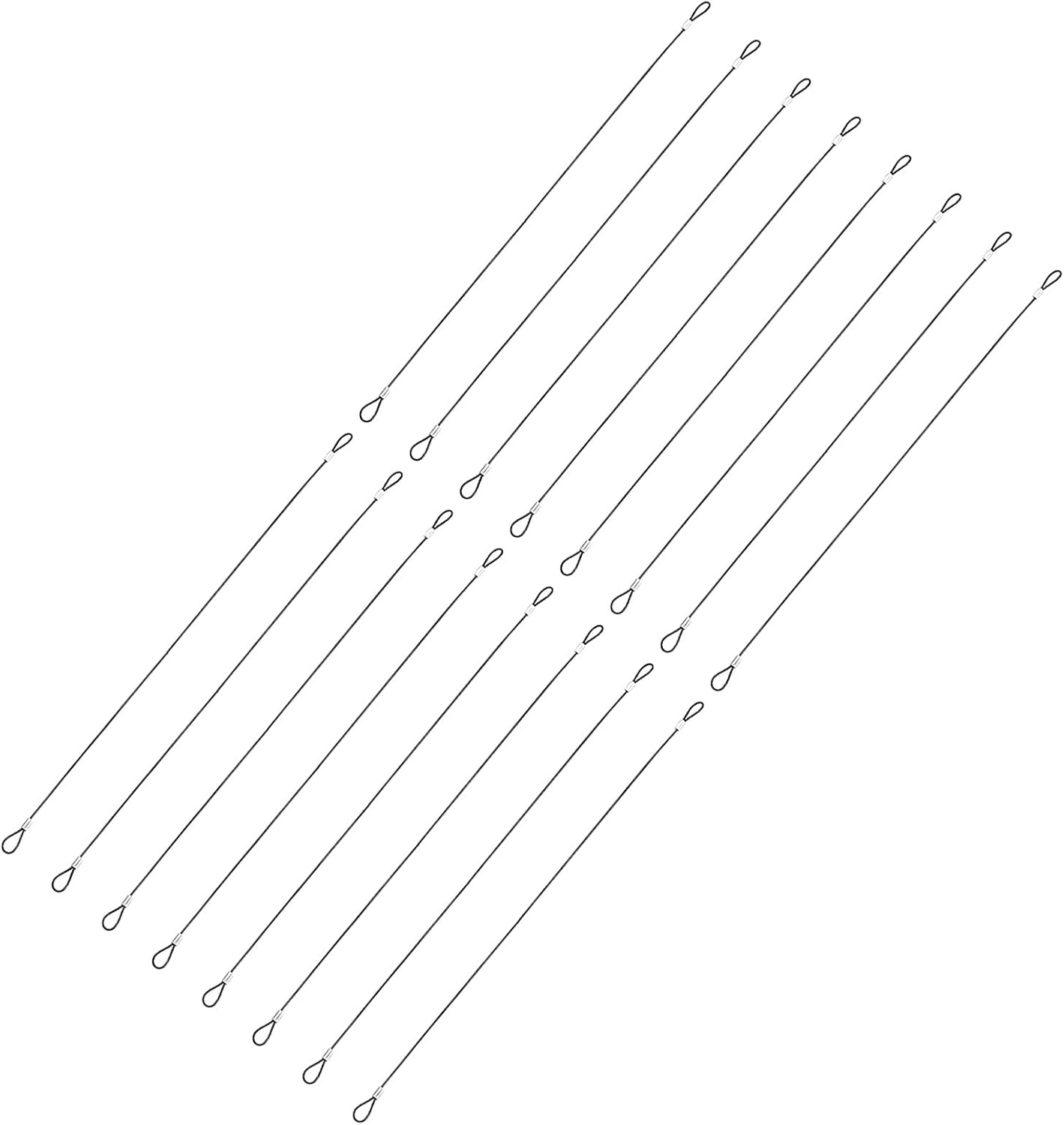 16 Pcs Security Cable Lock - Double Loop Cable (3.28 ft x 0.08 Inch) Vinyl Coated 304 Stainless Steel Safety Flexible Wire Rope Luggage Bike Anti-Theft Security Chain Lock, Black