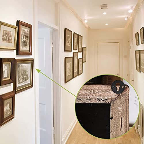 Image of Keyhole Hangers with Screws, 120Pcs Round Keyhole Frame Hangers Metal Picture Hangers Keyhole Hanging Fasteners Keyhole Hanging Plates with Screwdriver (Black & Gold & Silver)
