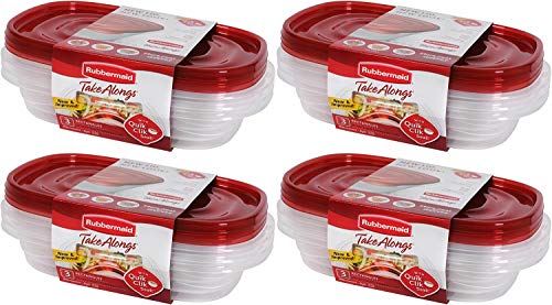 Rubbermaid Take Alongs Food Storage Container, 4-Cup Rectangle, Set of 12, (12 Pack), Red - image 2
