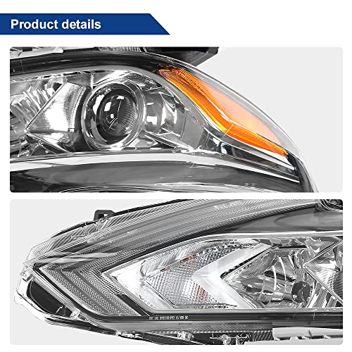 Boardroad Headlight Assembly Compatible With 2016 2017 2018 Nissan Altima Halogen Headlamps Replacement Chrome Housing Clear Lens Left And Right Side #TOP4