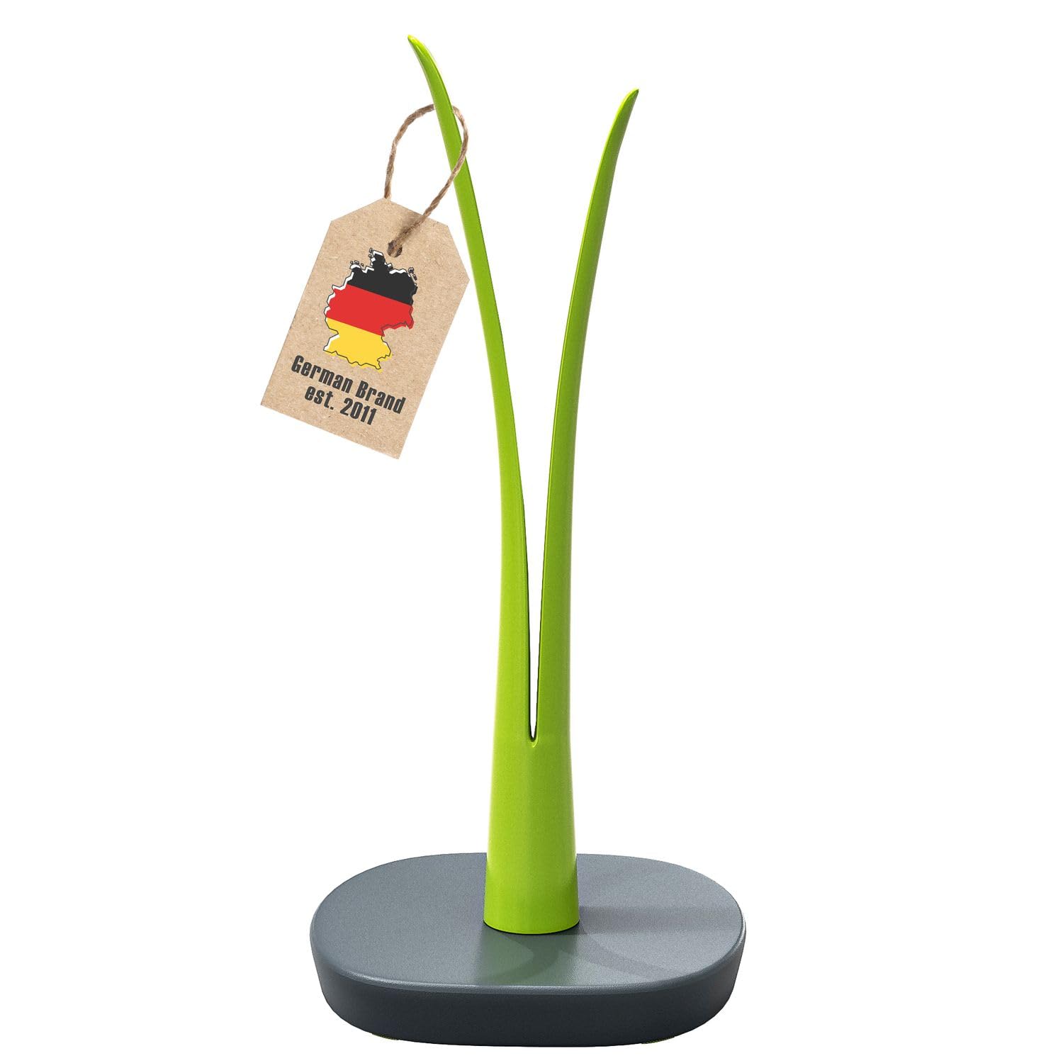 Intirilife Portarotolo per carta da cucina in aspetto foglia - Portarotolo da cucina, autoportante, antiscivolo, altezza 32.5 cm in Verde