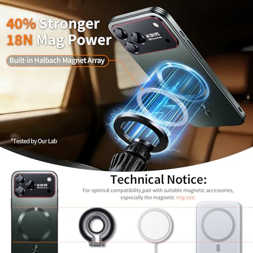 Image of for iPhone 17 Pro Max Case,Slim Design Compatible with MagSafe,Strong Magnetic Shockproof Military-Grade Protection for Screen & Camera Cover Case for 17 Pro Max,Green