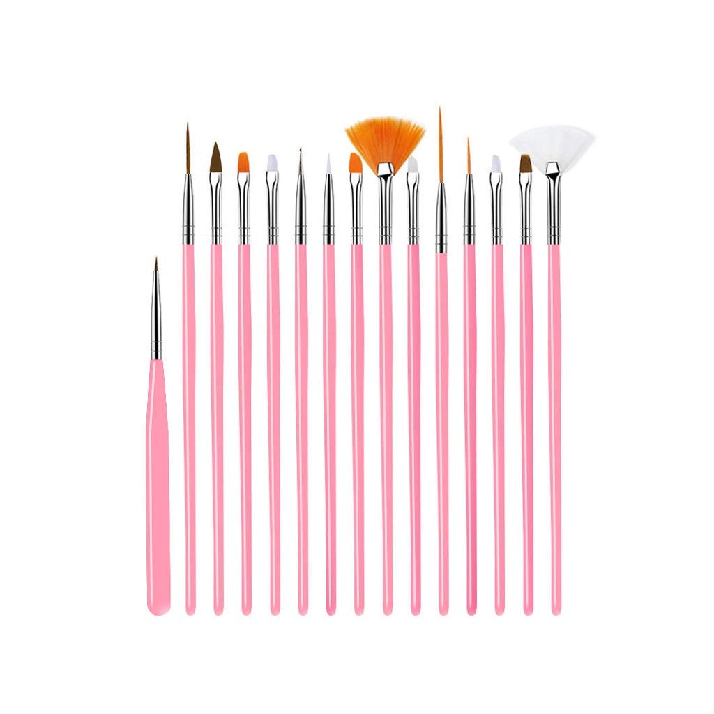 Nail Brush for Manicure Gel Brush for Nail Art 15Pcs/Set Nail Brush Acrylic Liquid Powder Carving Gel Brush(E)