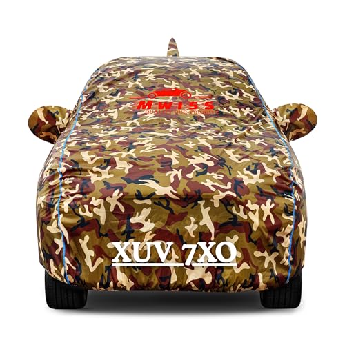Image of Waterproof Car Cover for Mahindra XUV 7XO | Dustproof, UV & Scratch Resistant Soft Cotton Lining | Triple Stitched, Mirror Pockets & Elastic Hem | Jungle