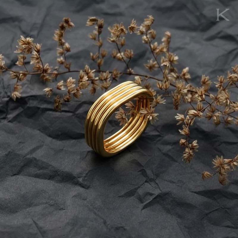 Image of Kisna Diamond & Gold Jewellery 18KT (750) Yellow Gold For Women|Real Gold Band|Gold Band Women|Stylish & Simple Daily Wear Gold Band|Gift for Her, Birthday, Anniversary|Axora Gold Band S17