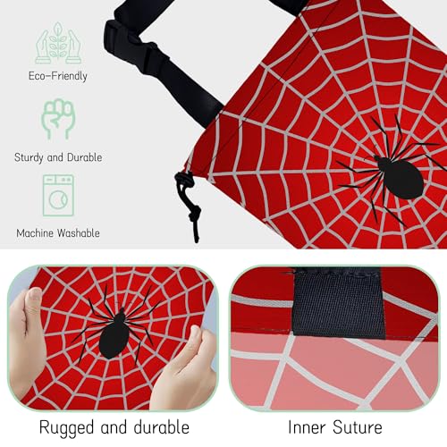 Image of Spider Web Car Trash Bag,Cobweb Trap Hanging Drawstring Car Garbage Bag,Waterproof Canvas Car Back Seat Organizer with Adjustable Buckle,for Vehicles,SUVs,Camping,Road Trips