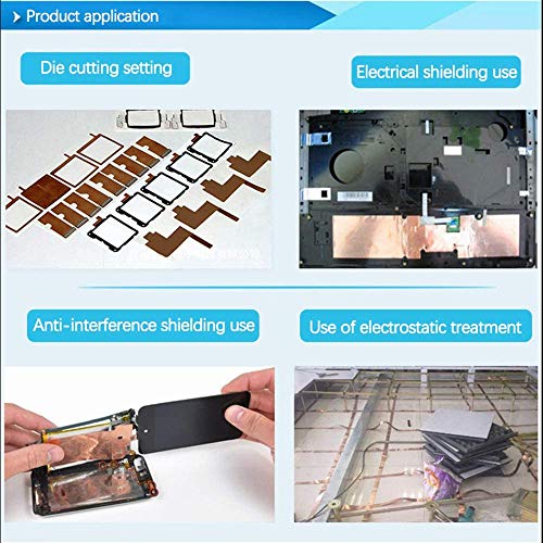 Copper Foil Tape, Conductive Adhesive (2inch X 66 FT), High Temperature Resistance Copper Electrical Adhesive Roll for Guitar & EMI Shielding, Slug Repellent, Crafts, Electrical Repairs, Grounding