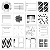 Portable Planner Stencils - x16 Small Square Journal Stencils with Templates for Habit Trackers, Calendars, Checklists, Meal Plans - Journaling Supplies Kit & Planner Accessories for Bullet Journals
