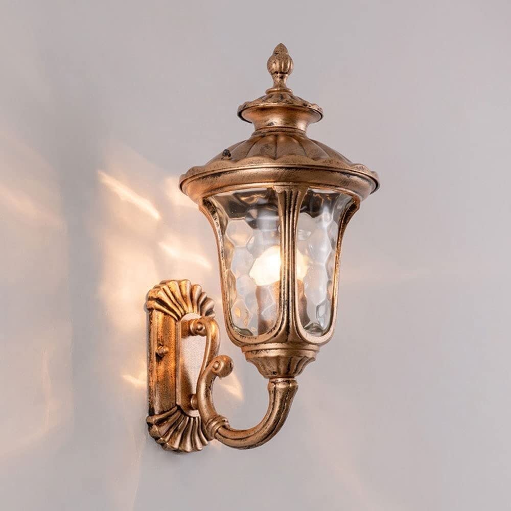 HELCEKOU Vintage Wall Lamp Exterior Porch Lights Waterproof Garden Sconces Garage Glass Lantern for Hallway Balcony Courtyard Patio House Mounted