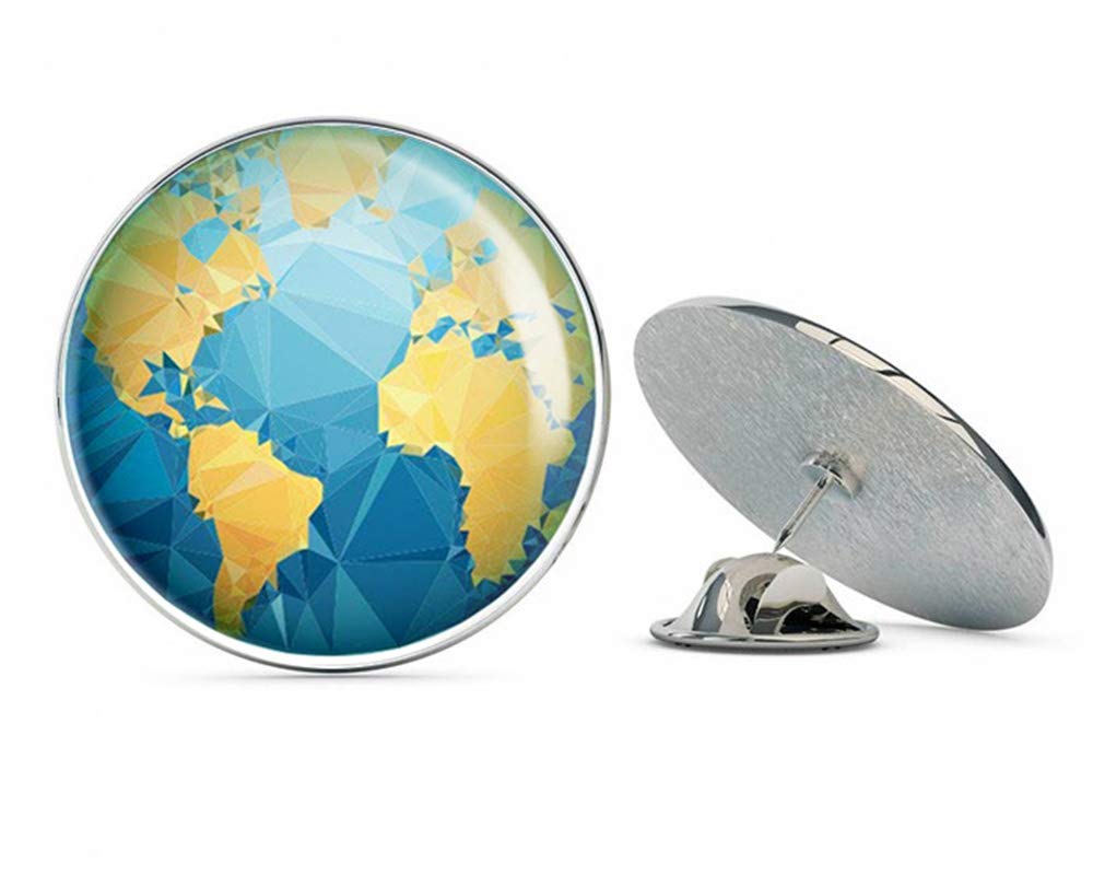 BRK StudioEarth Modern Triangles Round Metal 0.75" Lapel Pin Hat Shirt Pin Tie Tack Pinback