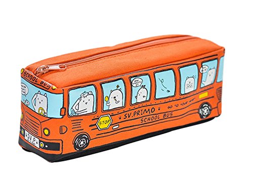 Preisvergleich Produktbild fablcrew Neuheit Bus Federmäppchen Kosmetik Tasche große Kapazität Studenten Aufbewahrungstasche orange