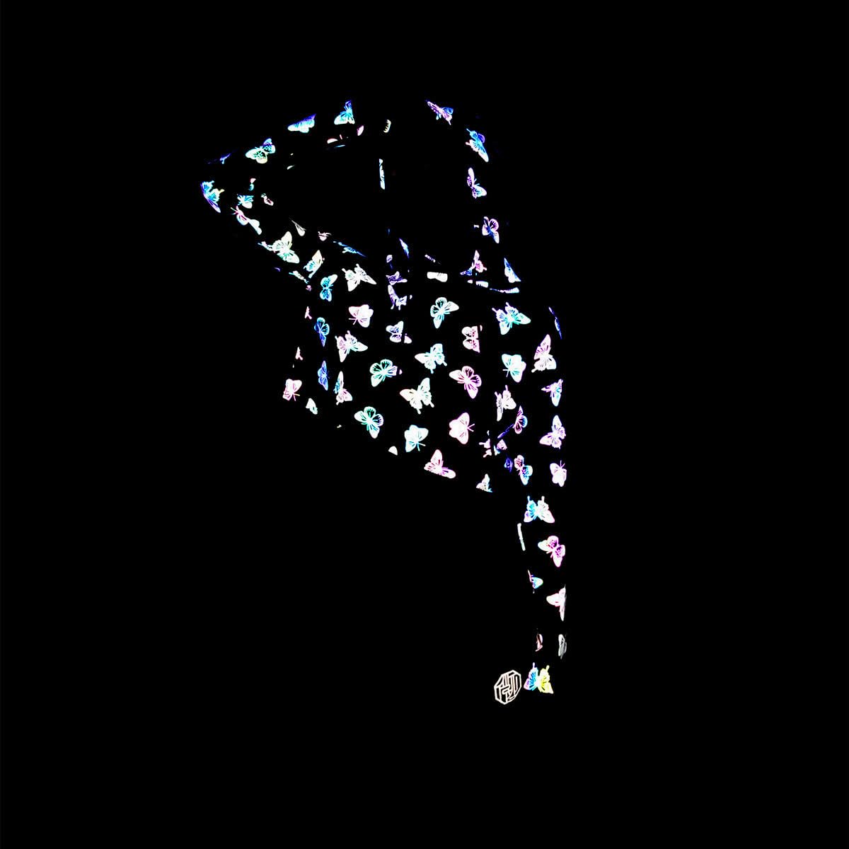BaronHong Colorido Reflectante Sudaderas Mujeres Harajuku Sexy Cropped Hoodie Noche Reflectante Sudaderas Ropa de calle