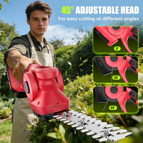 Image of 2-in-1 600W 21V Cordless Hedge Trimmer, Red
