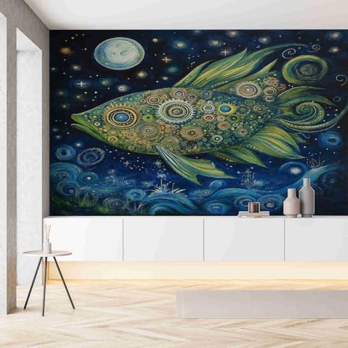 Dppyuxa Surreal Steampunk Fish 3D Effect Wall Murals for Bedrooms Midnight Blue Wallpaper Mural 500x280 cm Kids Living Room Home Decoration, Photo Wallpaper Mural Non-Woven steampunk buy now online Dppyuxa Surreal Steampunk Fish 3D Effect Wall Murals for Bedrooms Midnight Blue Wallpaper Mural 500x280 cm Kids Living Room Home Decoration, Photo Wallpaper Mural Non-Woven steampunk buy now online