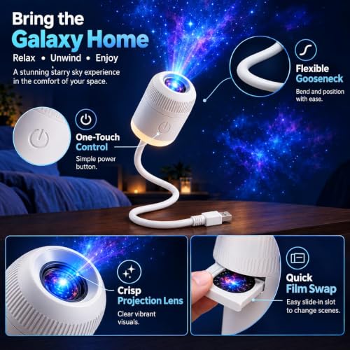 MITVISH ENTERPRISE MITVISH 2-in-1 Galaxy Projector Night Light with 6 - Image 4