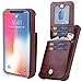 VANAVAGY iPhone Xs/iPhone X Wallet Case for Women and Men,Leather Magnetic Clasp Flip Folio Phone Cover with Credit Card Holder and Coin Pocket,Burgundy