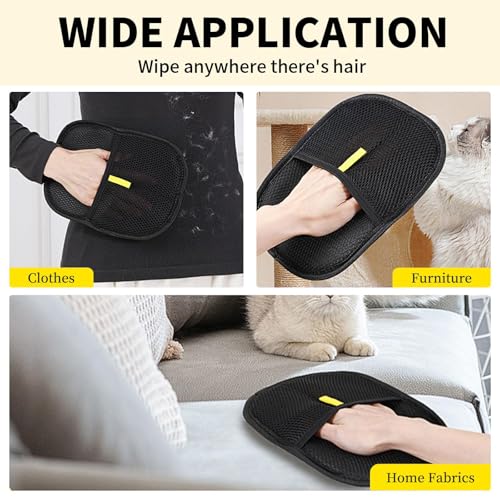 2 Stück Fellmagnet Handschuhe, Wiederverwendbar, Tierhaarentfernungshandschuh für Katzen & Hunde, Atmungsaktive Haustierhaarentferner an Sofa & Kleidung
