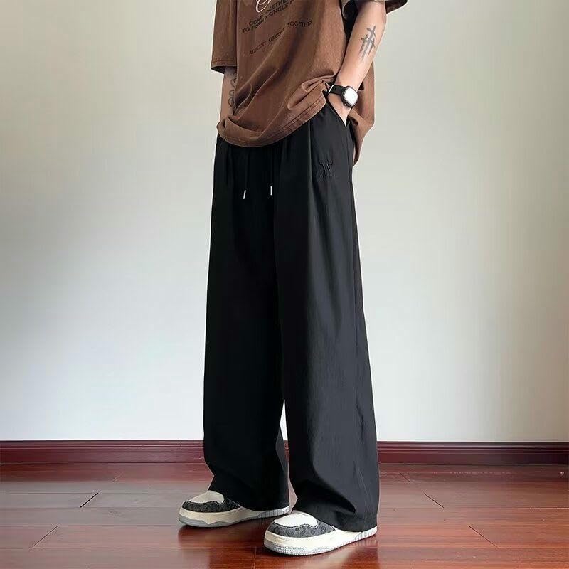 Men's Summer Thin Ice Silk Drape Korean Style Trendy Versatile Floor Length Casual Pants3