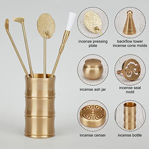 Webeedy 11 Pcs/Set Brass Incense Making Kit Incense Mold Tool Incense Powder Burner Kit Diy Backflow Tower For Diy Fragrance Accessories Yoga Meditation Home #TOP2