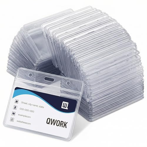 QWORK® 100 pièces porte-cartes horizontaux 100x82 mm, pour carte de taille 88 x 55 mm, en plastique épais de 0,56 mm