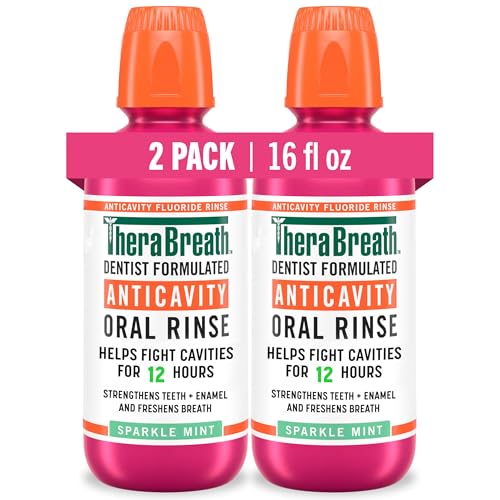 TheraBreath Anticavity Fluoride Oral Rinse Mouthwash, Fights Cavities, Strengthens Enamel and...