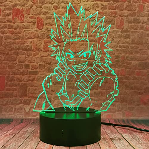 Kirishima Eijiro 3D Night Light -Japan Anime Boku No Hero Academia De Noche Dormitorio Navidad Led Kids Bedside Action Figure Fixtures Table Lamp Boys Fans Man Child Xmas Toy Birthday Holiday Gifts #TOP4