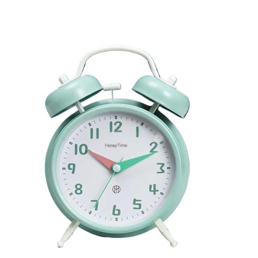 E7v2T9k6 Tabletop Green 3 Inch with Night Light for Bedroom Home Decor Alarm Clock Battery Operated Analog Travel