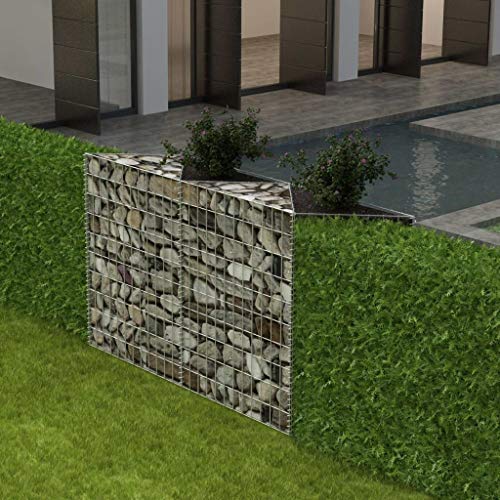 Mogou Gabion Basket, Gabion Basket Planter Raised Vegetable Bed Steel Fence, Raised Garden Beds, Tall Garden Fence, Gabion Planter Galvanised Steel 120x30x100 cm