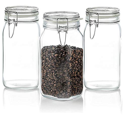 Image of GINOYA BROTHERS - 1500 Ml Transparent Square Glass Jar Set With Transparent Air Tight Lid For Kitchen Storage (1)