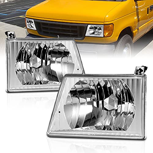 AmeriLite Van Crystal Headlights for Ford Econoline - Passenger and Driver Side AmeriLite Van Crystal Headlights for Ford Econoline - Passenger and Driver Side