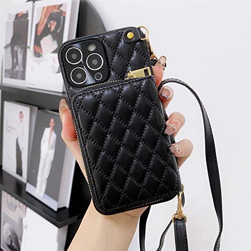 Coque cordon iPhone 12 anti-perte avec pochette monnaie zippée et cartes