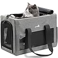 pecute® Cat Carrier Airline Approved, Extra Stable Cat Carrier Handbag, Portable Dog Carrier, Breathable Mesh Fabric Bag for Pets, Pet Carrier Suitable for Both Long And Short Trips Grey