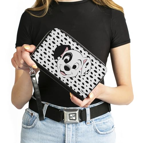 Buckle-Down Women's PU Zip Around Wallet Rectangle-101, 101 Dalmatians, 7.5"x4.5"4