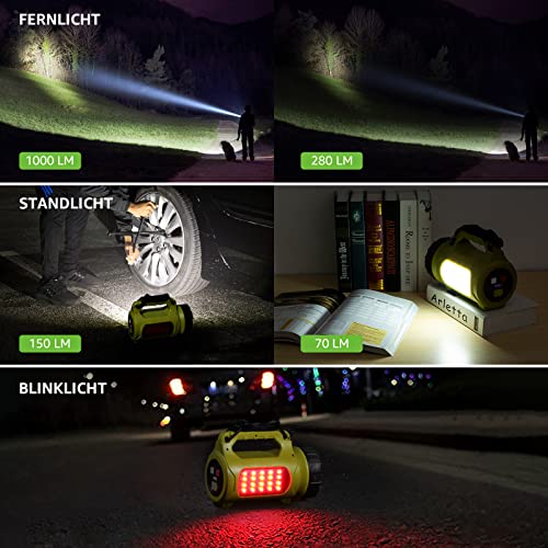 LE LED Handscheinwerfer Wiederaufladbare Dimmbare mit Powerbank, 1000 LM – Ansicht 3