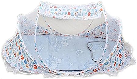 Baby Travel Bed,Infant Baby Bed Portable Mosquito Net Folding Baby Crib Netting Summer Autumn Portable Baby Cots Newborn Foldable Crib Net with Summer Sleeping Mat and Music Pack(cartoon)