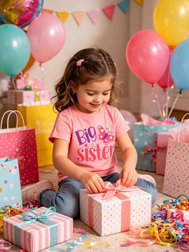 Image of Funnycokid Big Sister Shirts for Girls Pregnancy Announcement Toddler Promoted to T-Shirt 1-7 Years