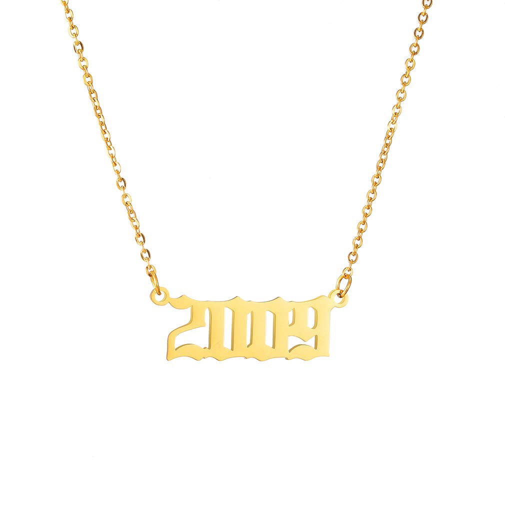 Birth Year Number Necklace Women Birthday Gifts Charm Friendship Jewellry for Girls 1980-2019, Silver/Gold/Rose Gold