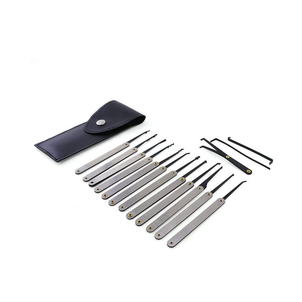 2 transparente Schlösser mit 15 Dietrich-Haken, 1 LockPick Pistole zum Öffnen, Schlosser, Anfänger, Dietrich-Trainingsset (silberfarben)
