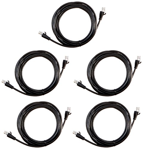 Image of Amazon Basics RJ45 Cat-6 Ethernet Patch Cable, 1Gpbs Transfer Speed, Gold-Plated Connectors, Network Cable for Gigabit Internet, 10 Foot, Black, 5-Pack