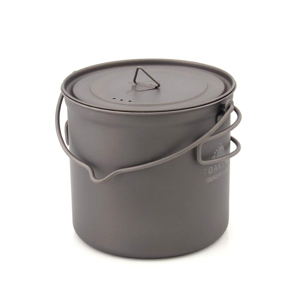 TOAKS Pot en titane avec poignée pliable pour camping en plein air, pique-nique, pot ultraléger 1100 ml, 1300 ml, 1600 ml, 2000 ml