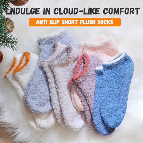 jeuhut Fuzzy Socks for Women 6 Pairs Slipper Socks Winter Soft Hospital Fluffy Socks Gifts for Womens Gifts2