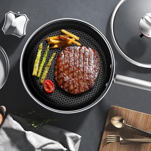 Wok antiadherente con tapa acero inoxidable 11.8in miniatura 3