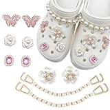 TecoKart® 10 PCS Cute Cro Charms for Girls – Flower Pearl & Diamond Shoe Charms, Bling Crystal Rhinestone Decoration for Clogs, Sandals, and Cro, Ideal for Party Favors & Birthday Gifts